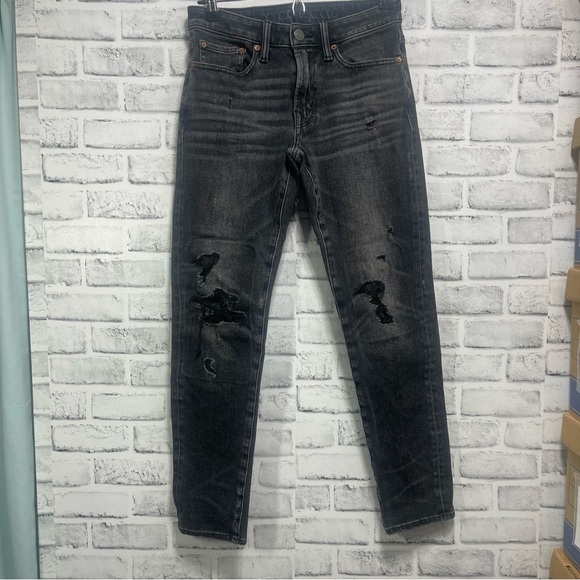 American Eagle Outfitters Mens 28x30 Airflex 360 Skinny Distressed Black Jeans - Picture 1 of 8
